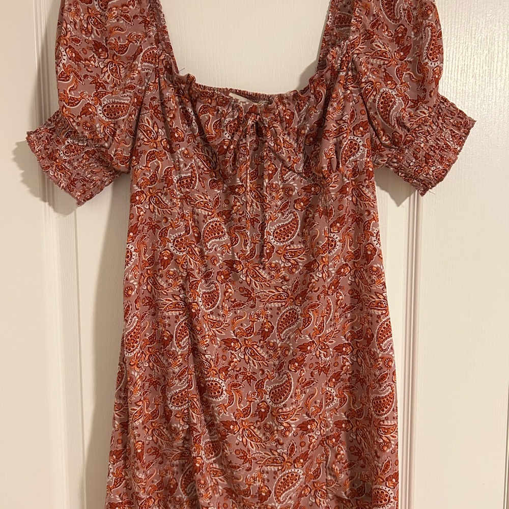 Paisley Print Mini Dress - Red